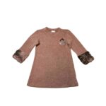 πλεκτό φόρεμα με γούνινες λεπτομέρειες