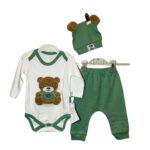 Βρεφικό Σετ 3 τεμαχίων με Αρκουδάκι – Body, Παντελονάκι & Σκουφάκι