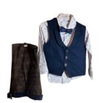 Παιδικό Κουστουμάκι Αγoριού 3τμχ με Γιλέκο & Παπιγιόν – Μπλε & Καρό