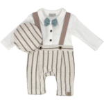 Βρεφικό Σετάκι Αγόρι Ριγέ με Τιράντες & Παπιγιόν