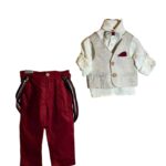 Παιδικό Κοστουμάκι Αγόρι – Κομψό Σετ με Γιλέκο & Μπορντό Παντελόνι