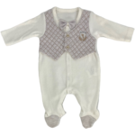 Βρεφικό Φορμάκι με Γιλέκο & Παπιγιόν - Εκρού