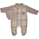 Βρεφικό Σετάκι Καρό με Γιακά & Ασορτί Σκουφάκι