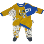 Βρεφικό Σετάκι “Fun Jungle” με Γαντάκια, Σαλιάρα & Σκουφάκι – Κίτρινο & Μπλε